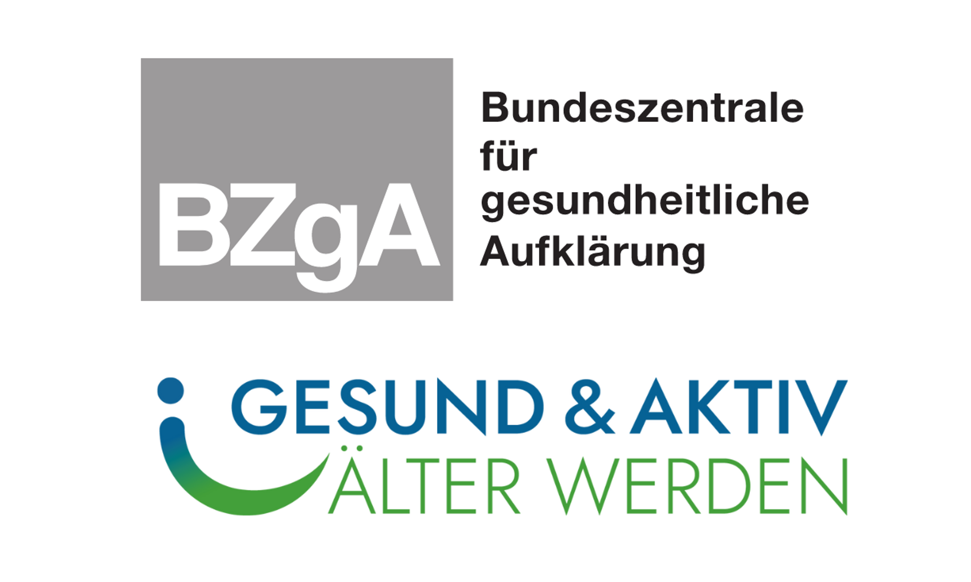 Logos BZgA - Bundeszentrale für gesundheitliche Aufklärung und Gesund & aktiv älter werden