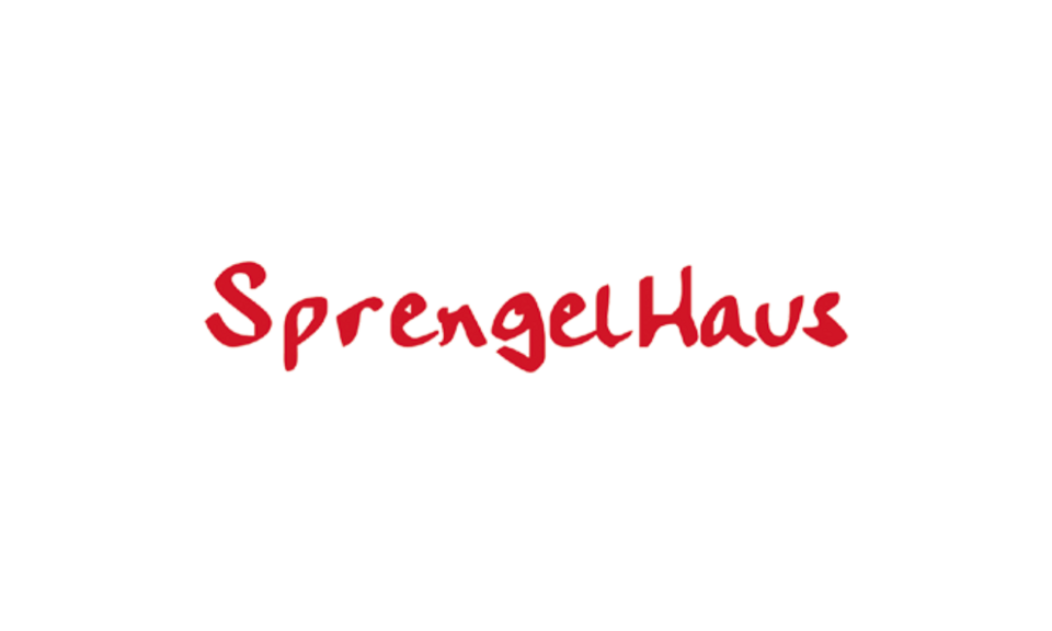 Logo Sprengelhaus: Roter Schriftzug in Handschrift-Optik