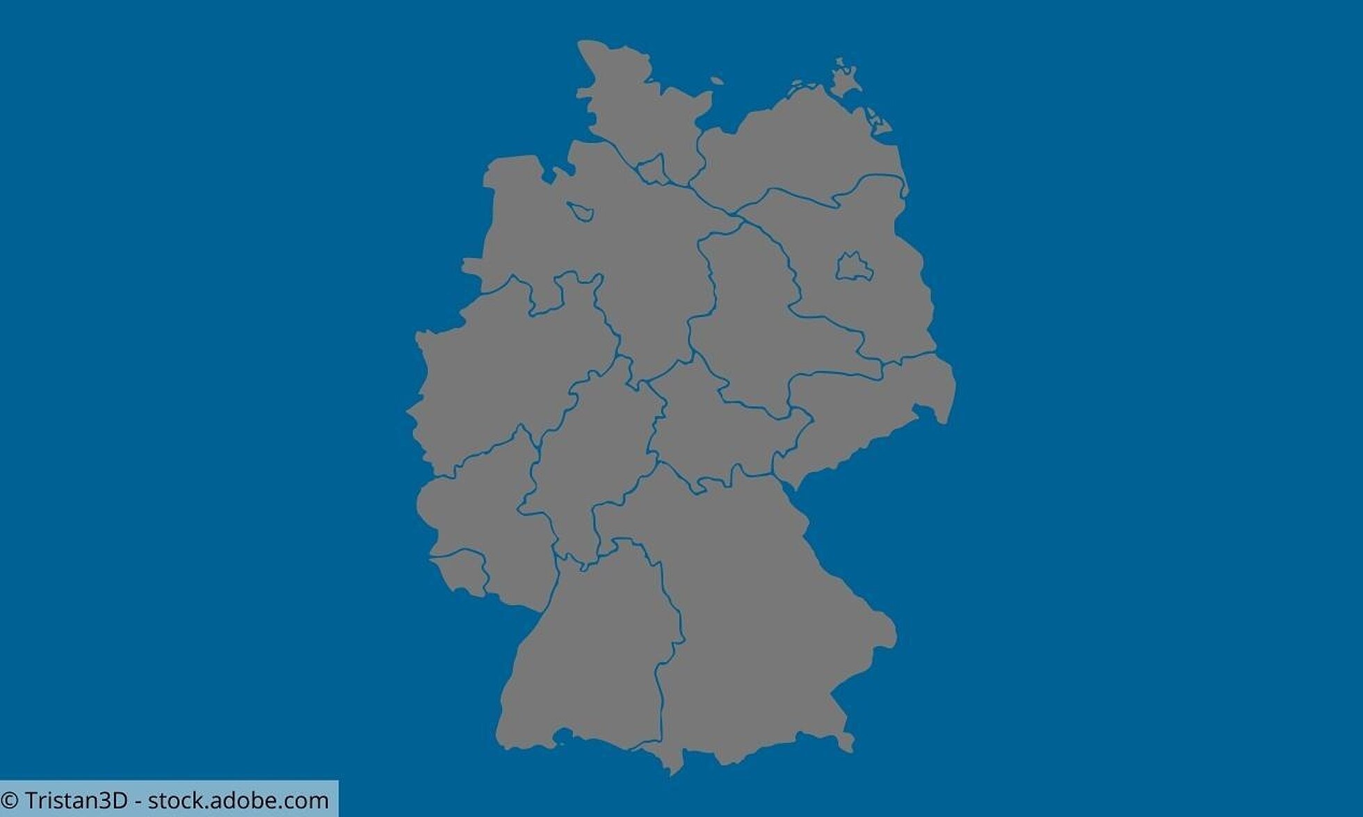 Deutschlandkarte mit Bundesländern vor blauem Hintergrund