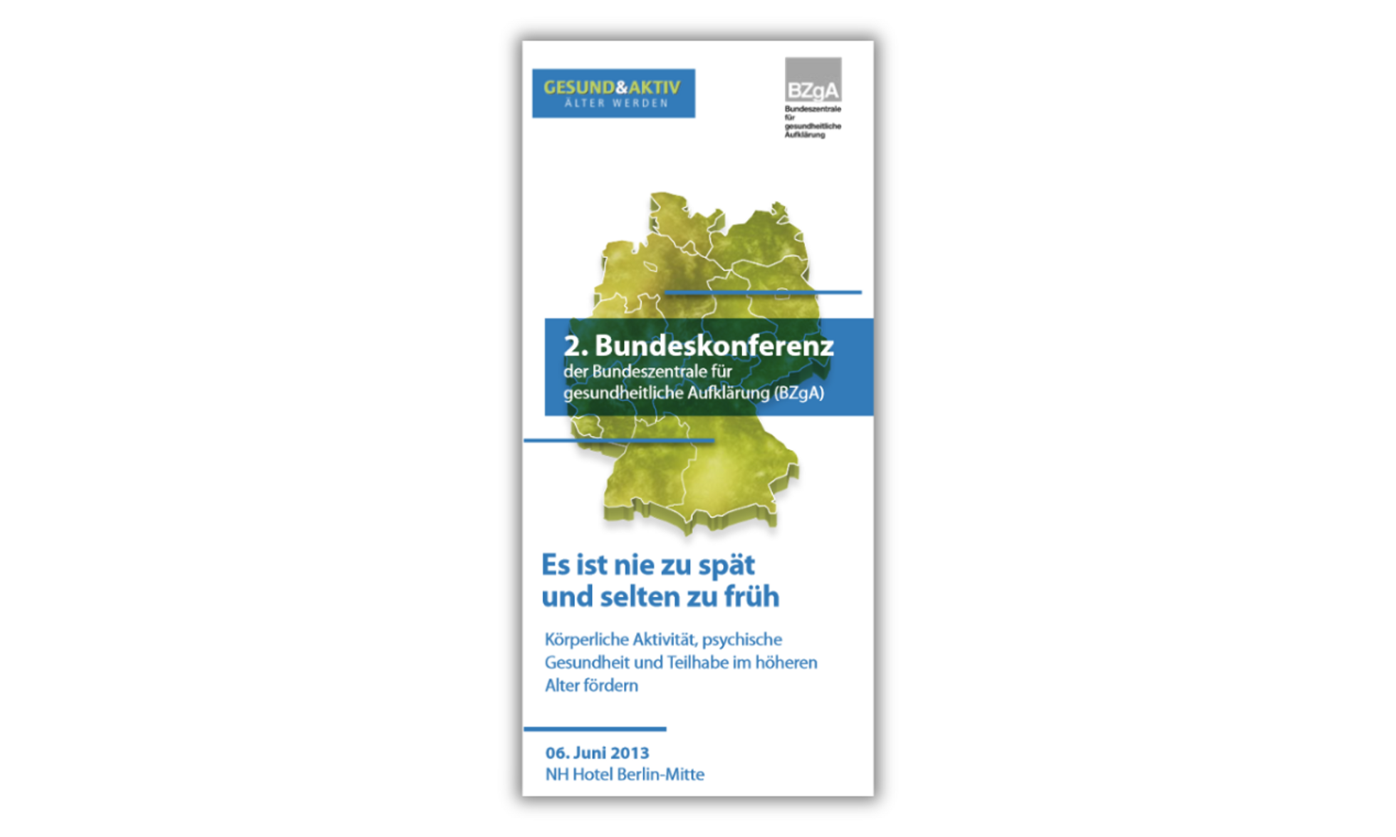 Cover Flyer BZgA-Bundeskonferenz "Gesund & aktiv älter werden" 2013