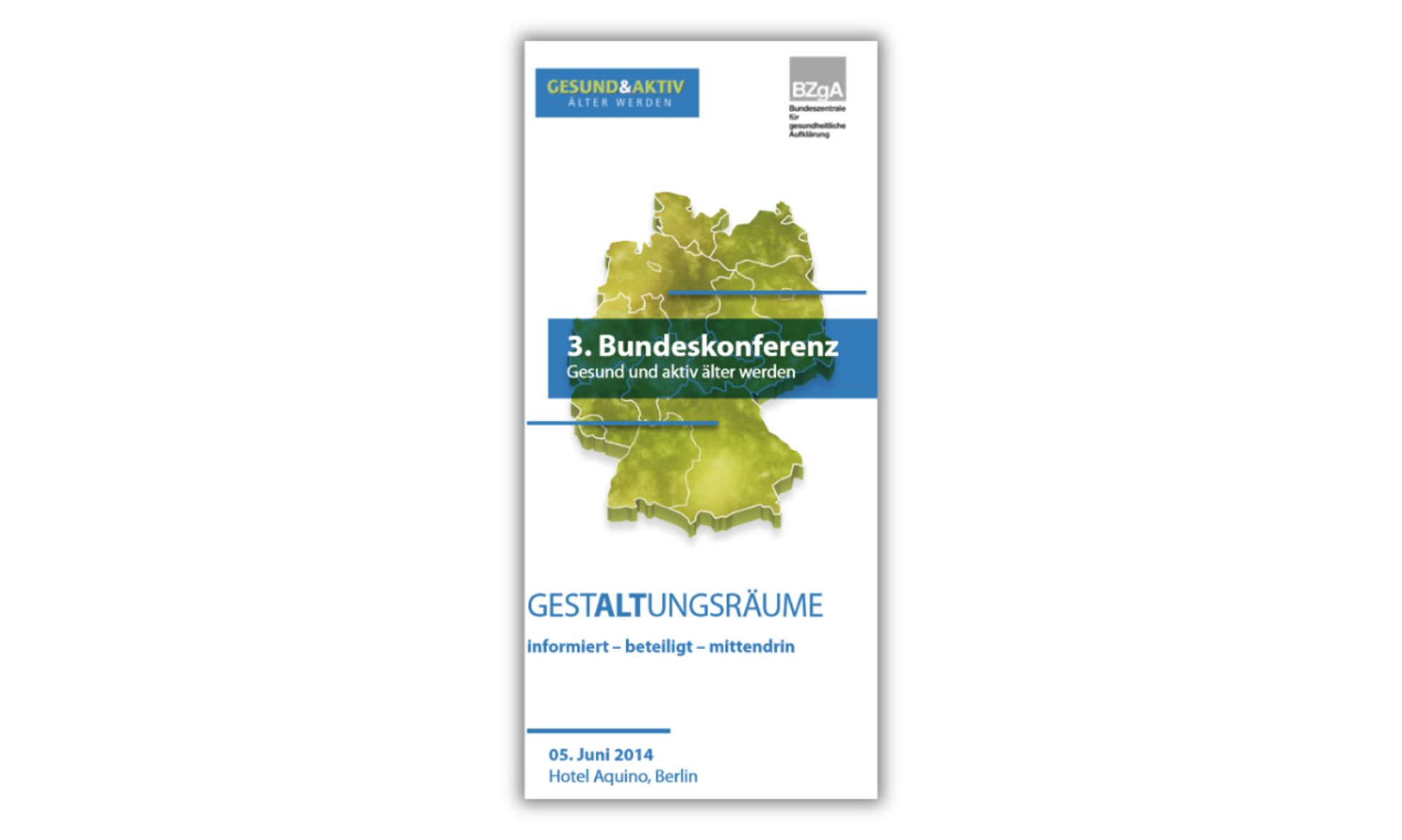 Cover Flyer BZgA-Bundeskonferenz "Gesund & aktiv älter werden" 2014