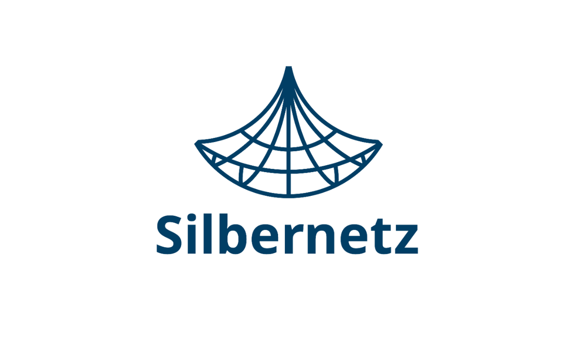 Logo Silbernetz: Lila Schriftzug und lila Netz