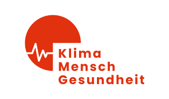 Logo von Klima-Mensch-Gesundheit: Weißes Kammerflimmern im roten Kreis