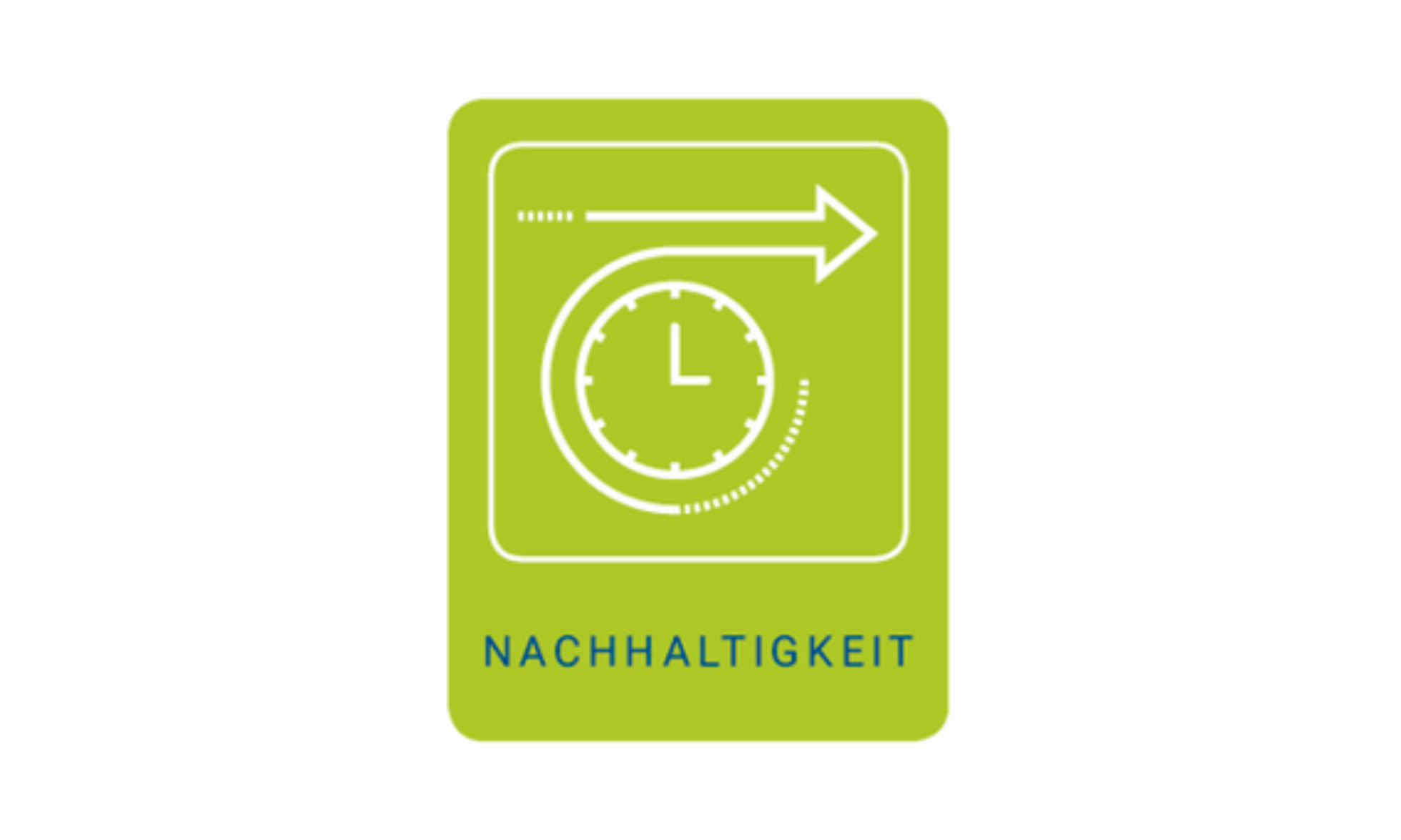 Logo Nachhaltigkeit: Illustration einer Uhr mit Pfeil