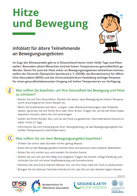 Cover Hitze und Bewegung - Infoblatt für ältere Teilnehmende
