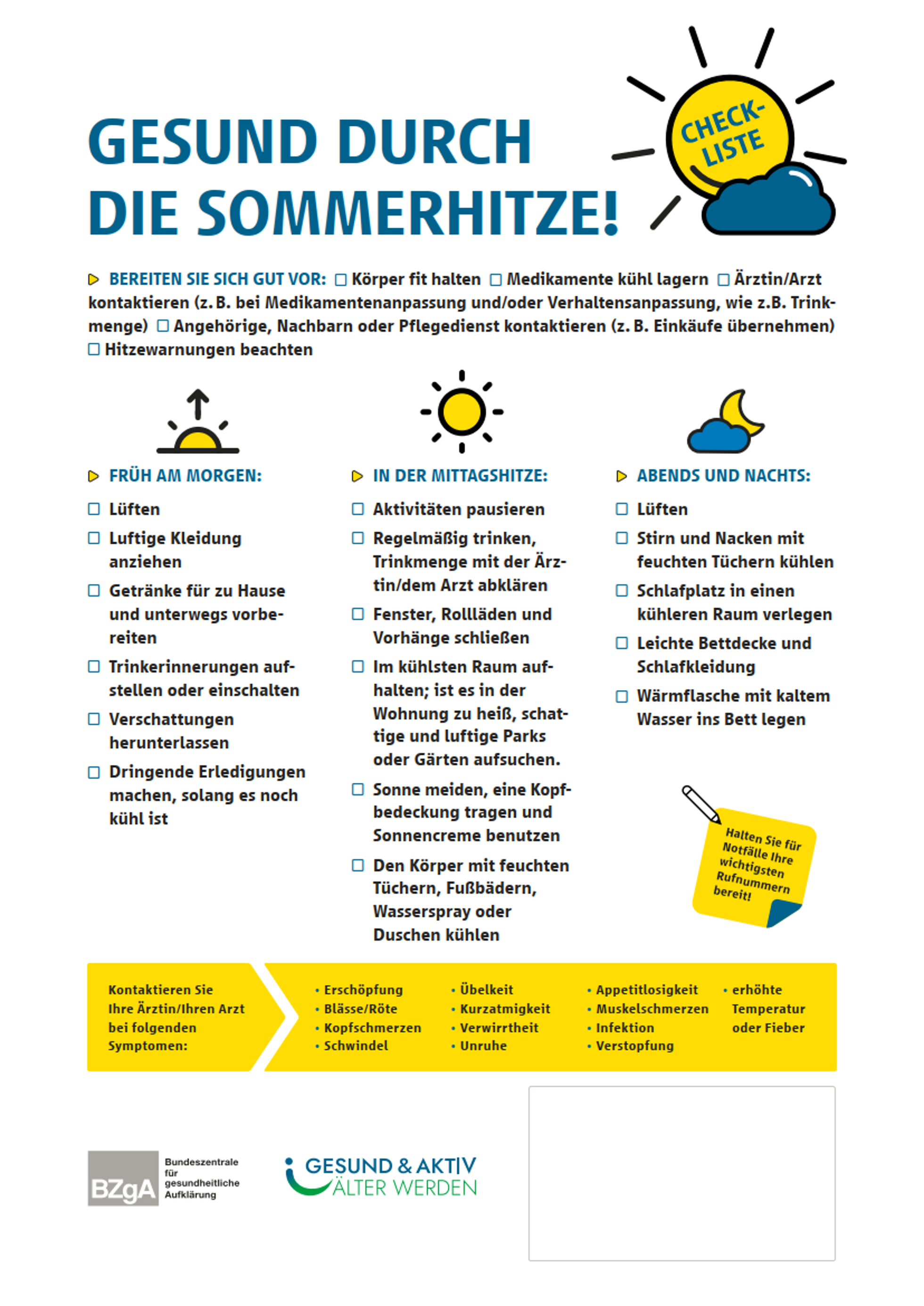 Download: Checkliste - Gesund durch die Sommerhitze