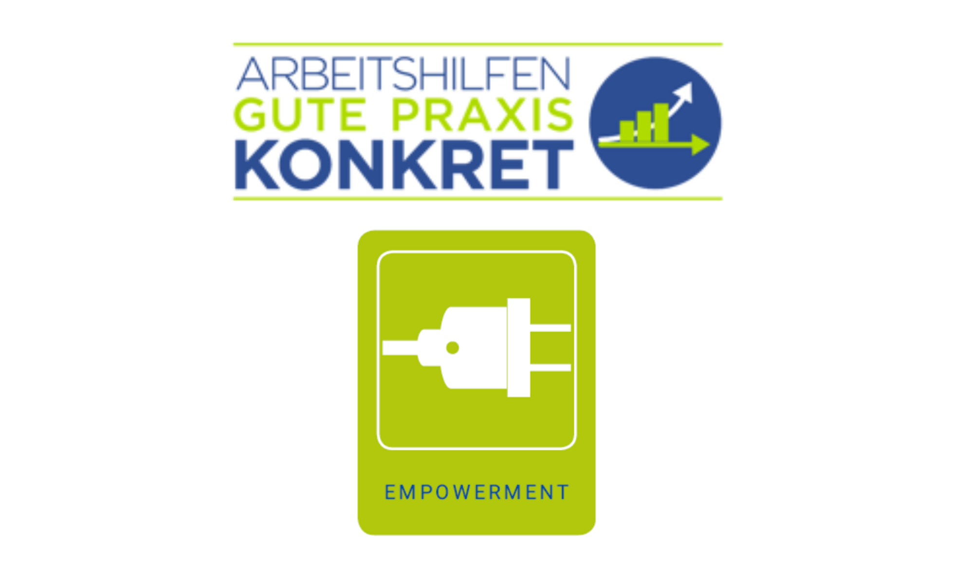 Logo Gute Praxis konkret: Empowerment (Illustration eines Steckers)