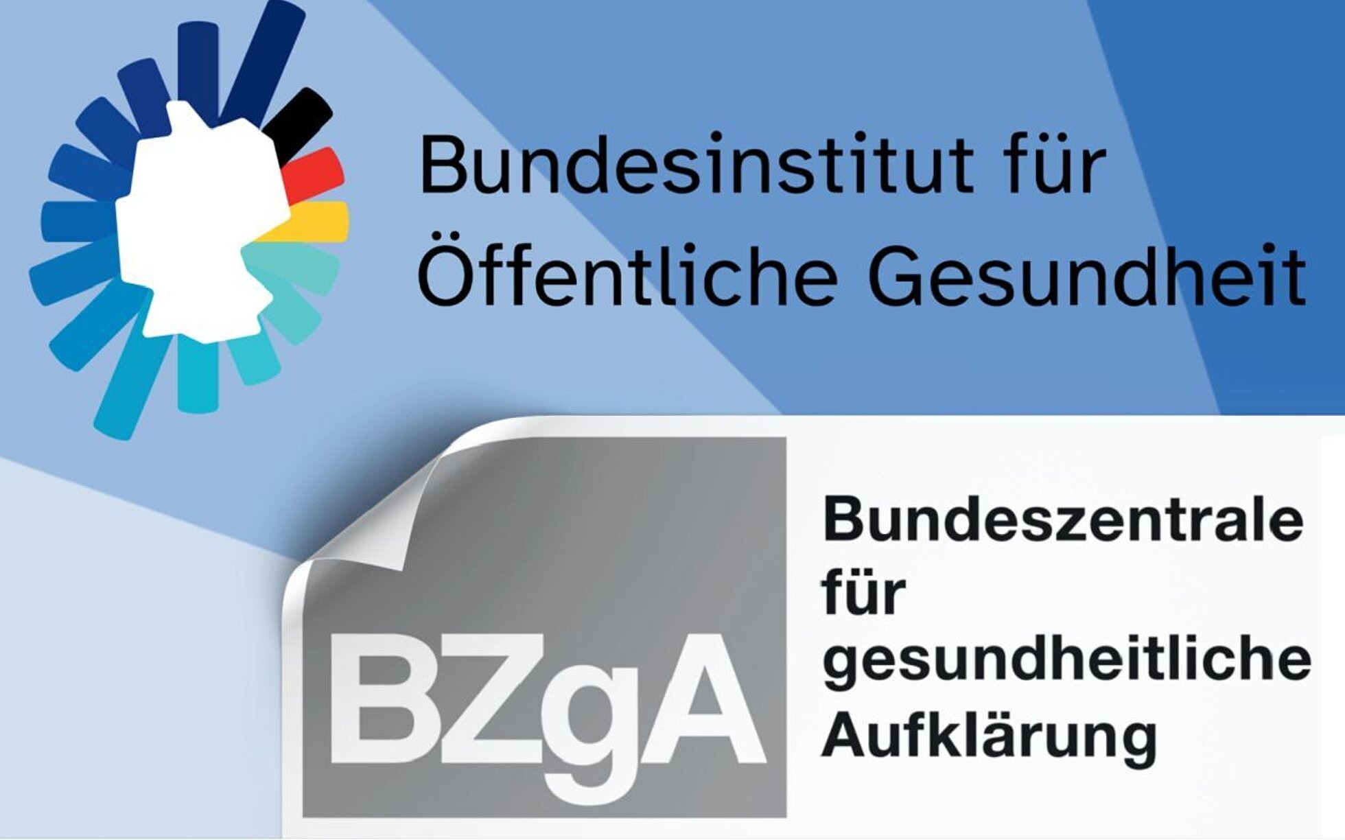 Im Vordergrund das Logo der BZgA, das sich ablöst und dem Logo des BIÖG weicht.