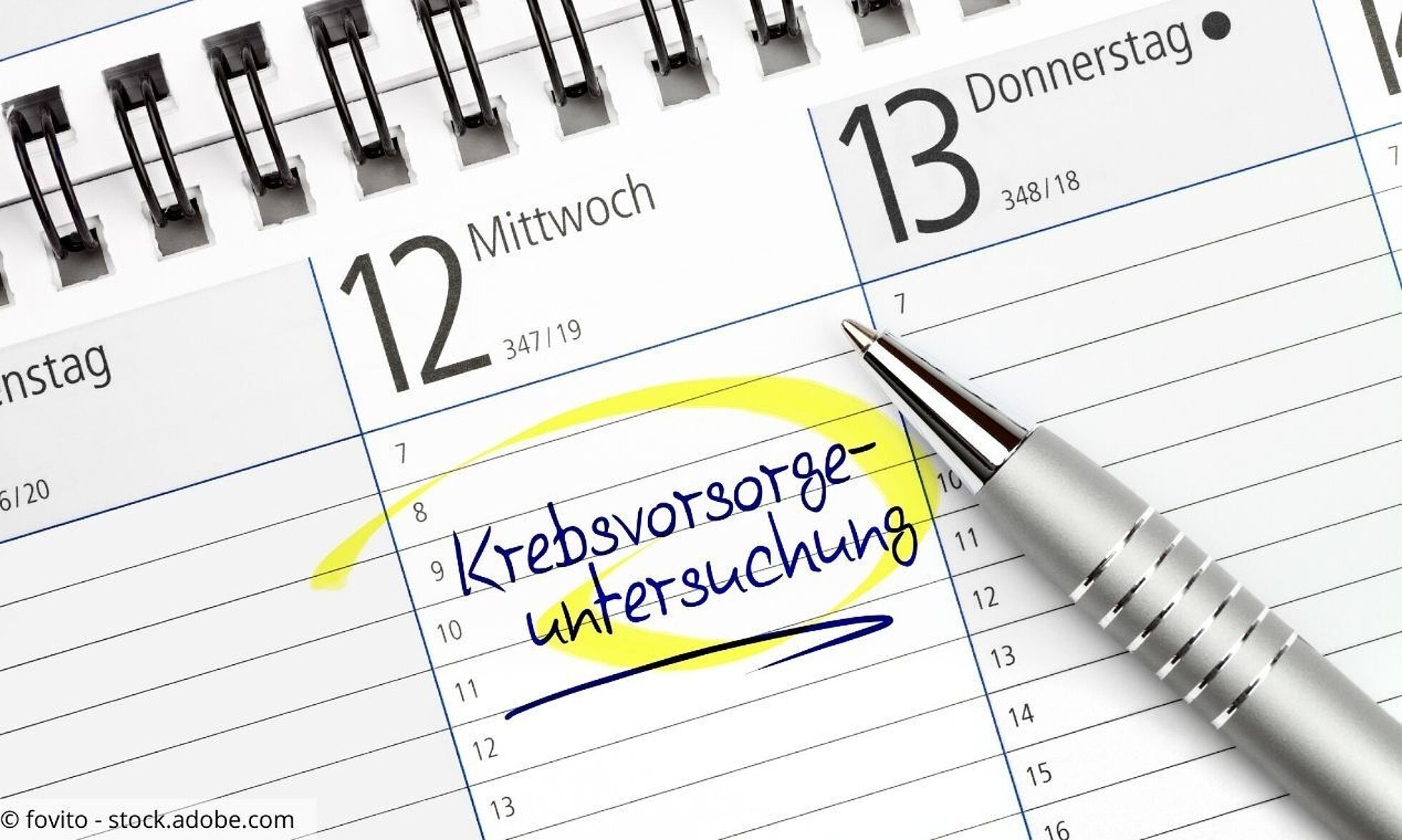 Kalender mit Eintrag zur Krebsvorsorgeuntersuchung