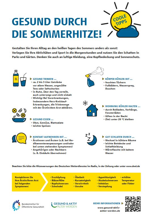 Gesund durch die Sommerhitze - Plakat mit Tipps als Download