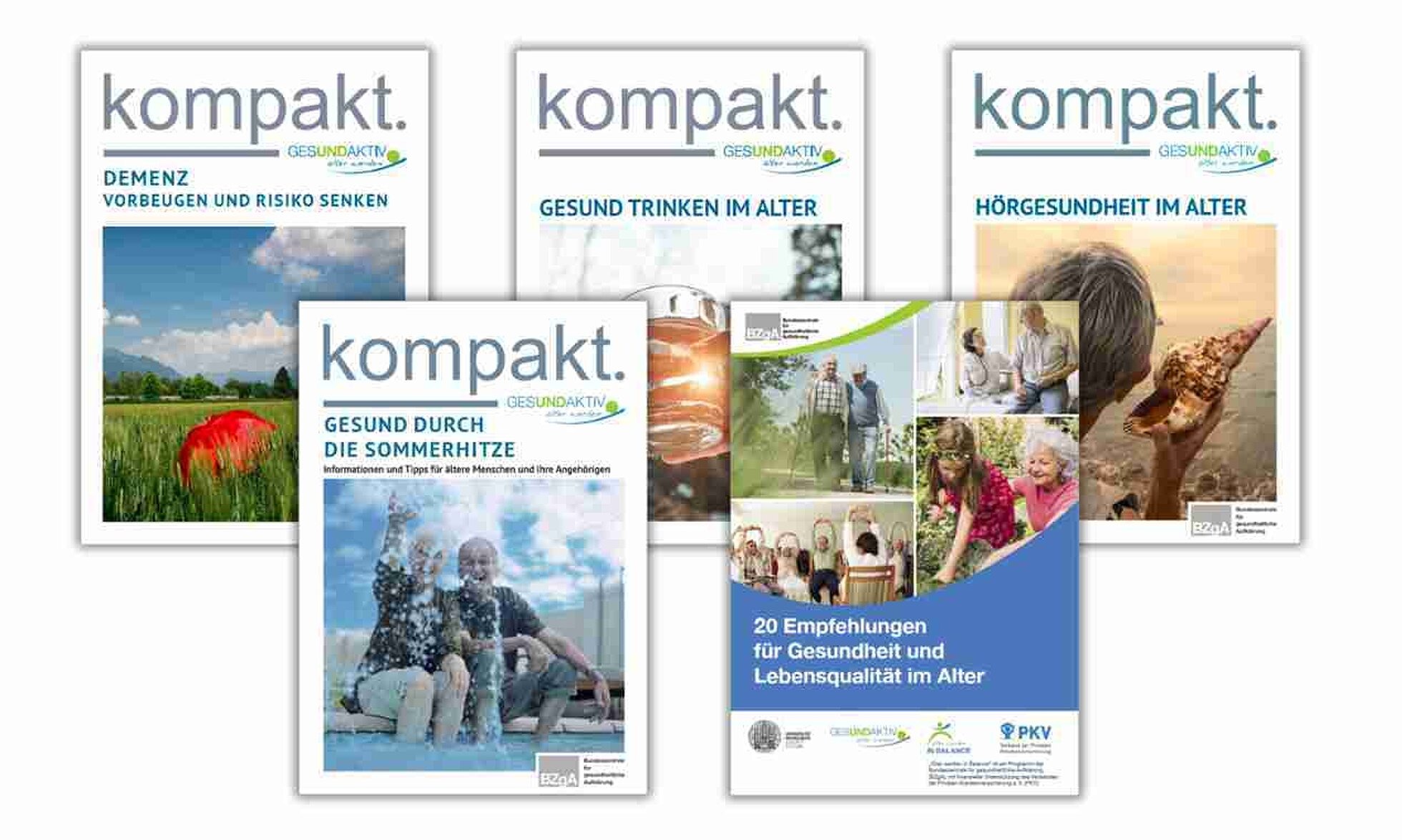 Cover von BZgA-Broschüren zum Thema Gesund Älterwerden