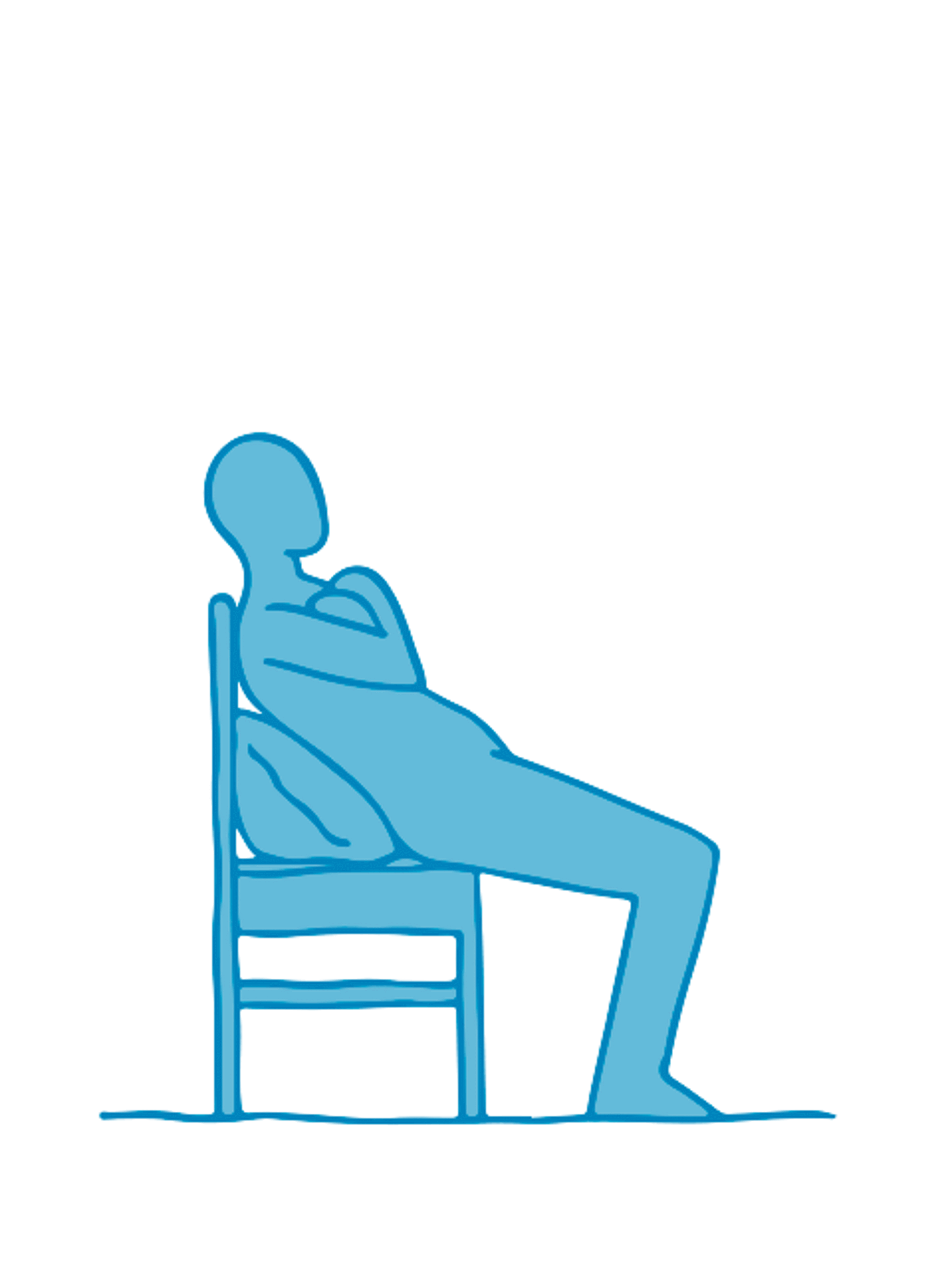 Animation: Sitzende Figur bewegt Oberkörper für Bauchmuskeltraining