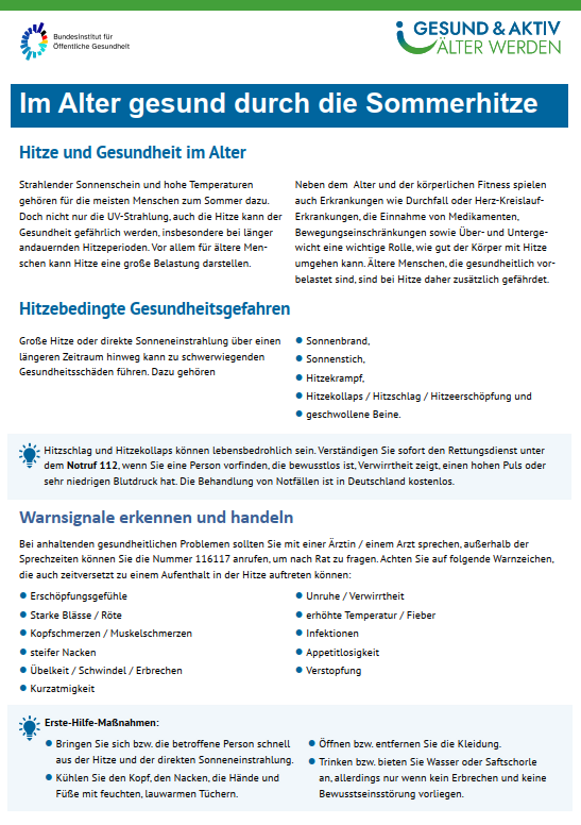 Merkblatt Hitze zum Download