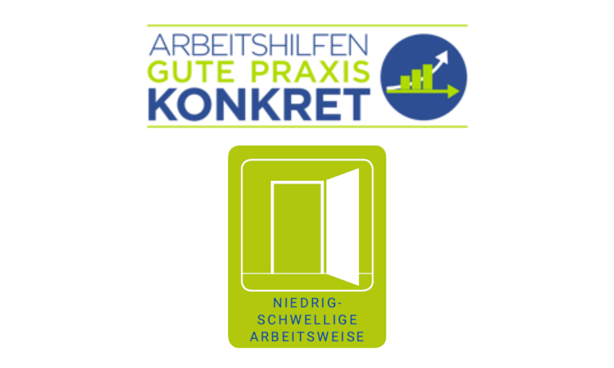 Logo Gute Praxis - Niedrigschwelle Arbeitsweisen: Illustration einer offenen Tür