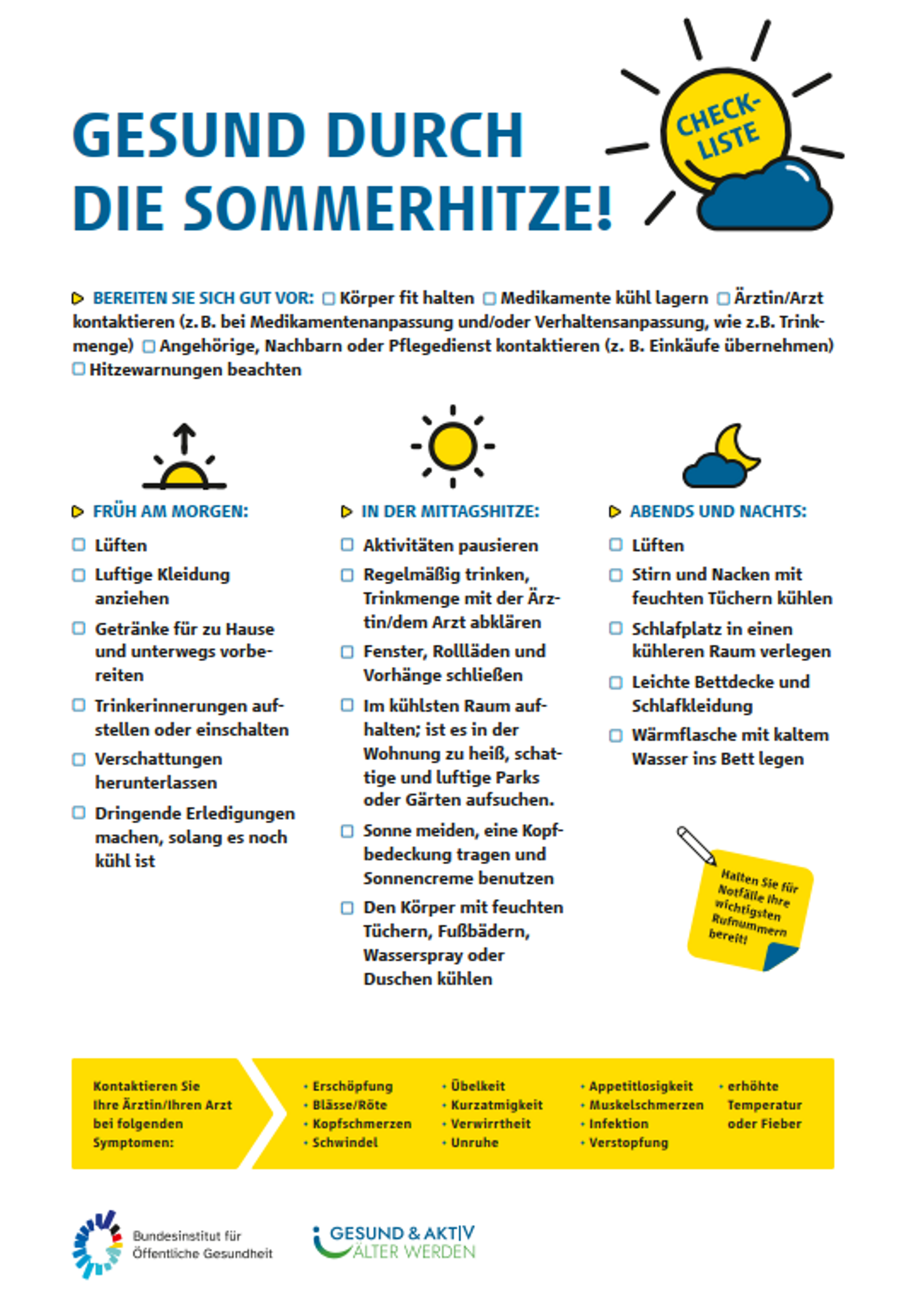 Download: Checkliste - Gesund durch die Sommerhitze