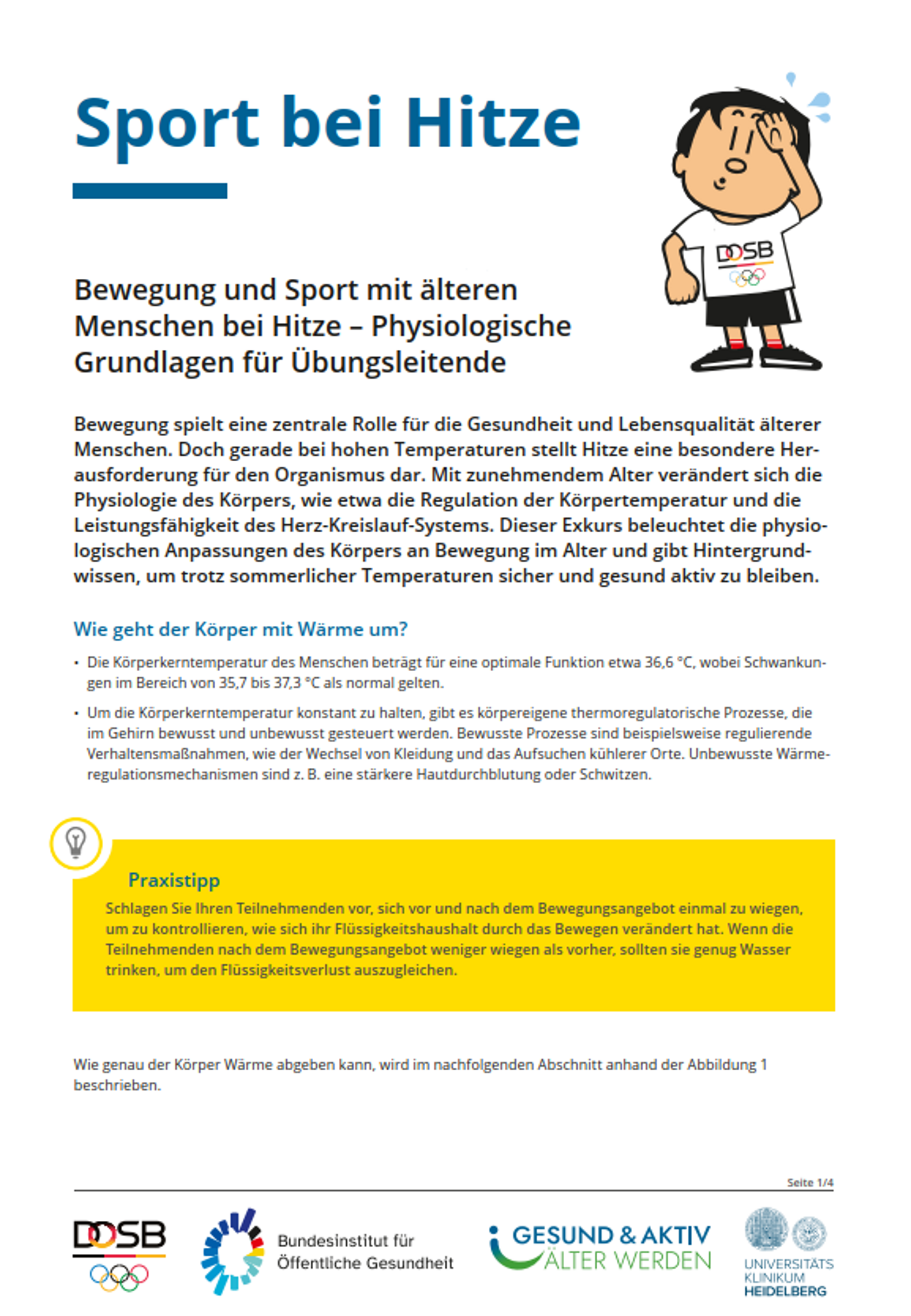 Cover Sport bei Hitze - Grundlagen für Übungsleitende