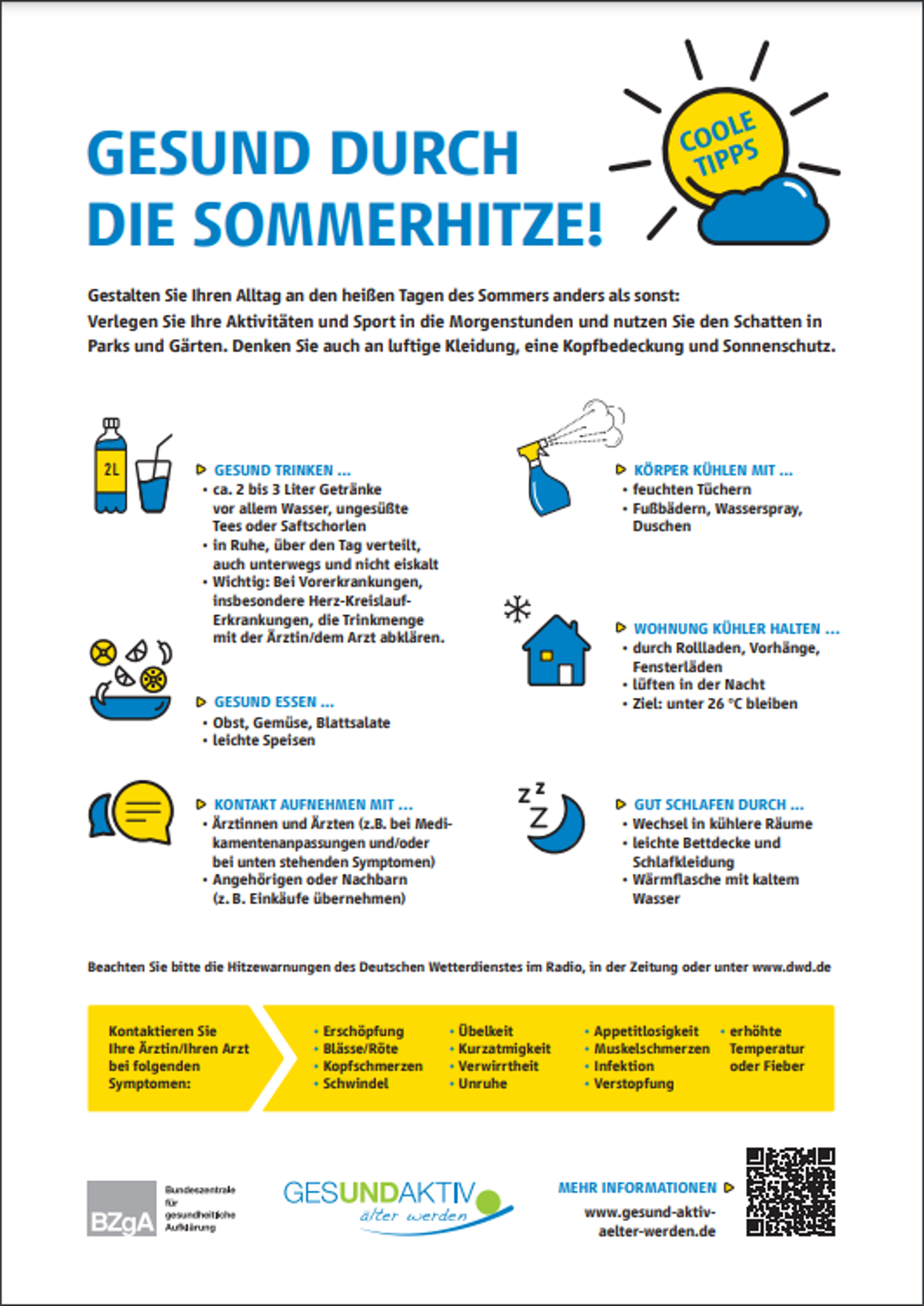 Gesund durch die Sommerhitze - Plakat mit Tipps als Download