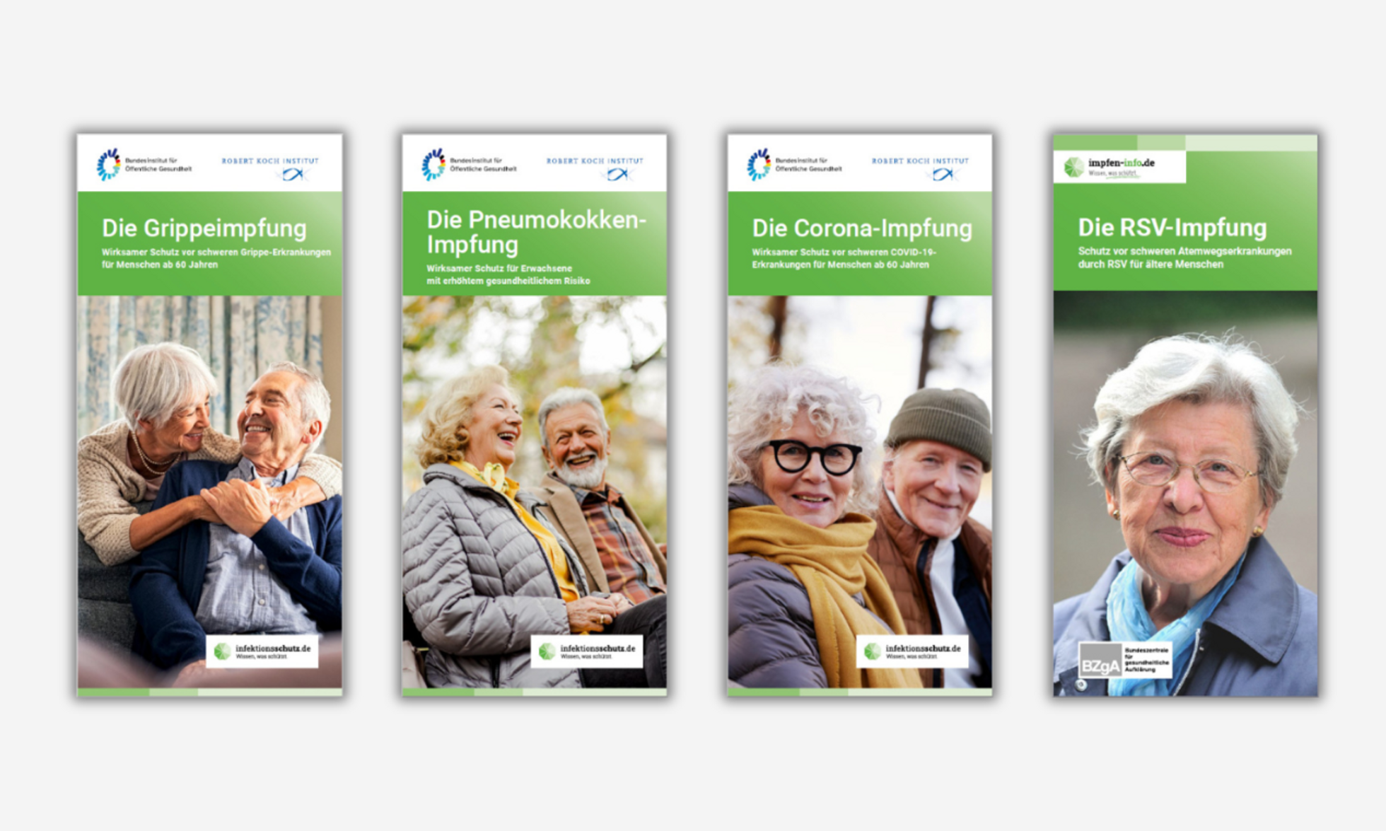 Materialien des BIÖG zum Thema Impfen Cover von BIÖG-Flyern zum Thema Impfen