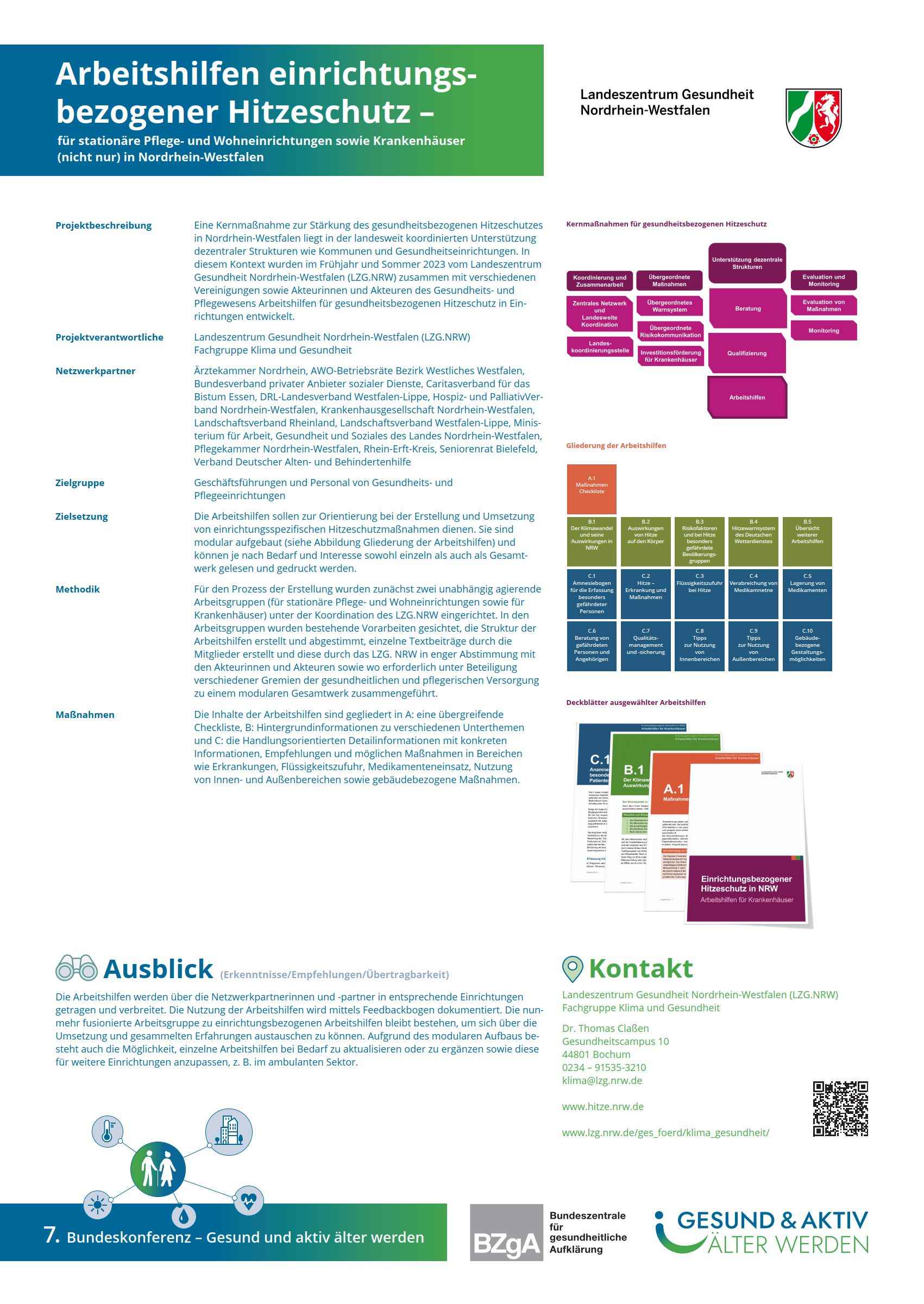 Bundeskonferenz Gesundes Alter 2023: Poster Arbeitshilfe Hitzeschutz in Einrichtungen Poster Arbeitshilfe Hitzeschutz in Einrichtungen