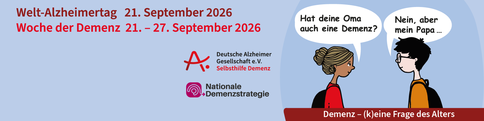 Kampagne zum Welt-Alzheimertag 2026 Kampagnenmotiv zum Welt-Alzheimertag 2026