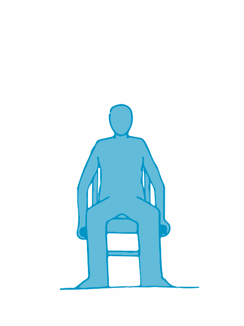 Bewegte Grafik: Seitliches Anheben und Absenken gestreckter Arme auf Stuhl sitzend