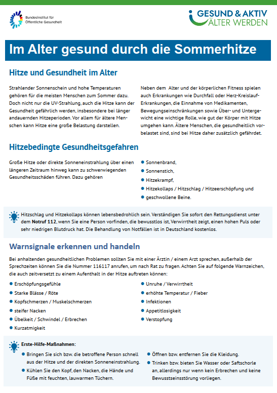 Merkblatt Hitze zum Download